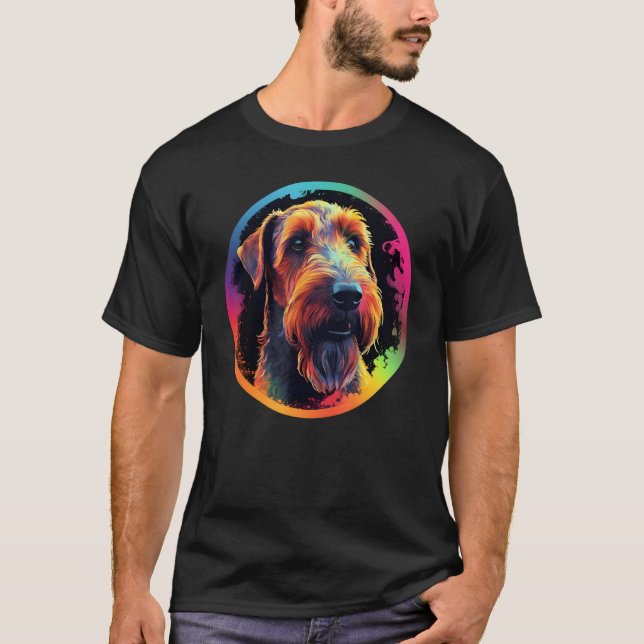Colourful Airedale Terrier Dog Dad Mom Graffity T Shirt (Framsida)