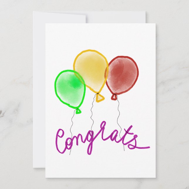Colourful balloons congrats card kort (Framsida)