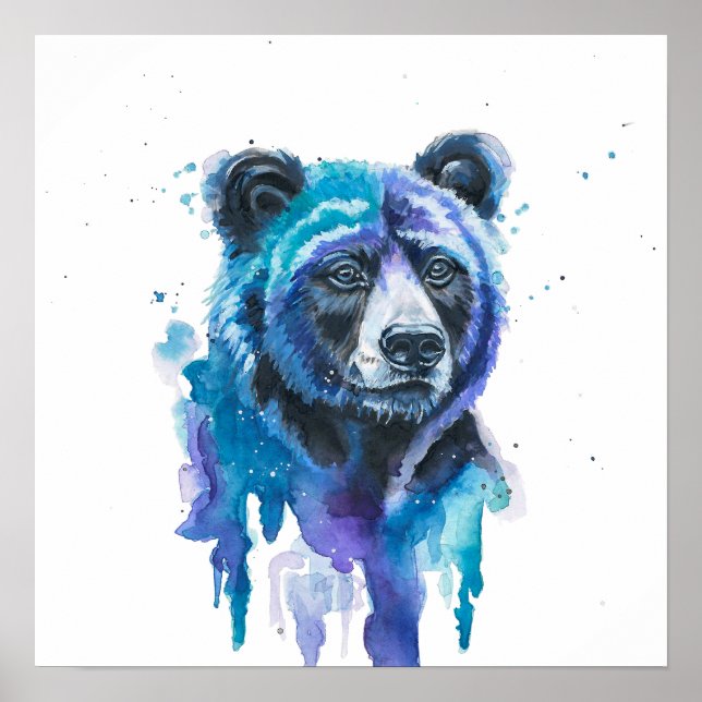 Colourful Bear Watercolour Artwork Poster (Framsidan)