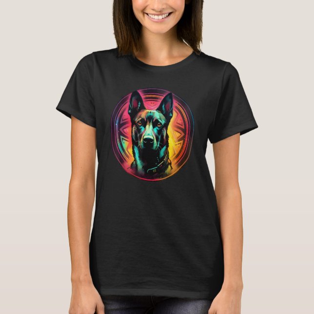 Colourful Belgian Malinois Dog Dad Mom Graffity T Shirt (Framsida)