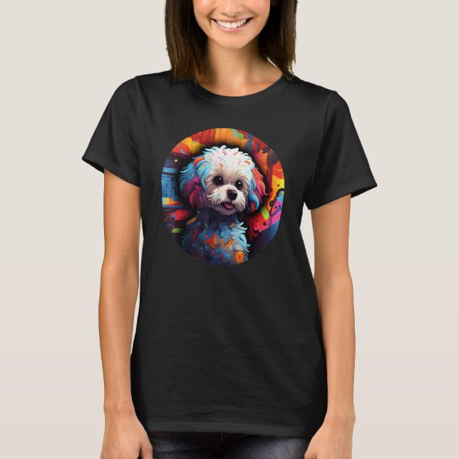 Colourful Bichon Frise Dog Dad Mom Graffity 1 T Shirt (Framsida)