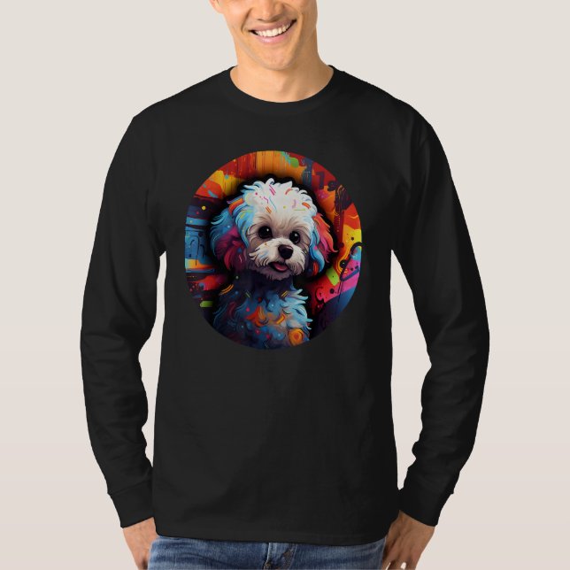 Colourful Bichon Frise Dog Dad Mom Graffity 1 T Shirt (Framsida)