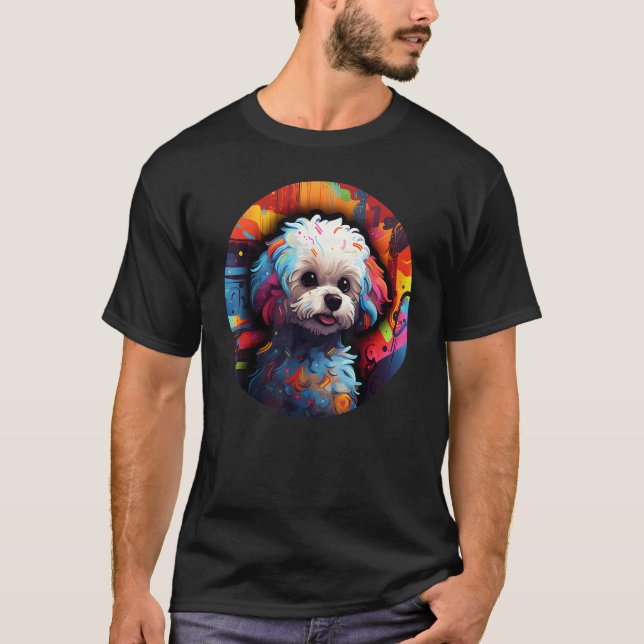 Colourful Bichon Frise Dog Dad Mom Graffity 1 T Shirt (Framsida)