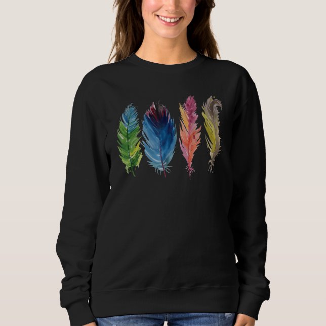 Colourful bird feathers t shirt (Framsida)