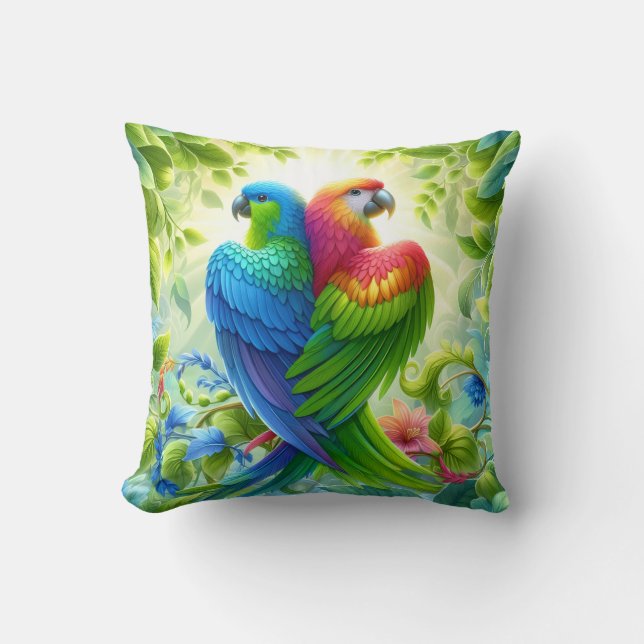 Colourful bird Throw Cushion Kudde (Framsida)
