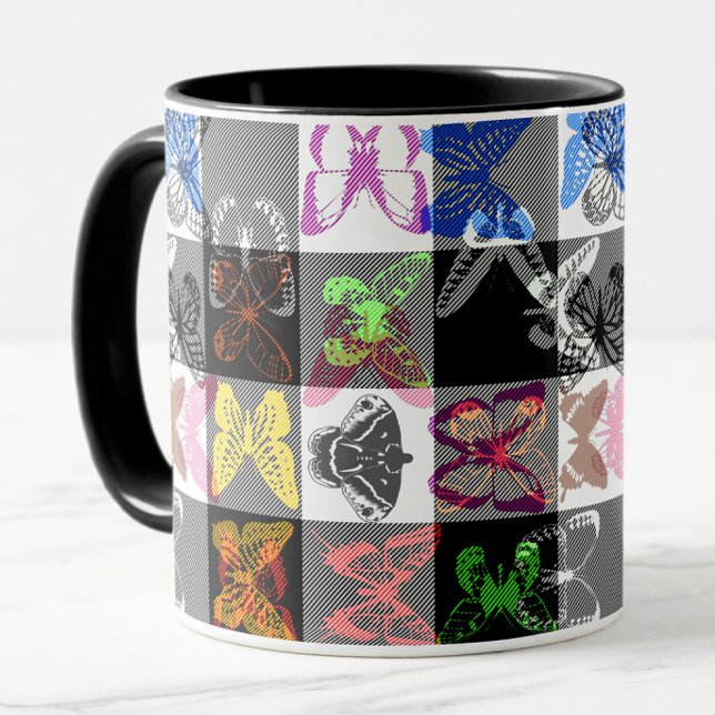 Colourful Butterfly Plaid Tartan Check Design  Mugg (Skapare uppladdad)