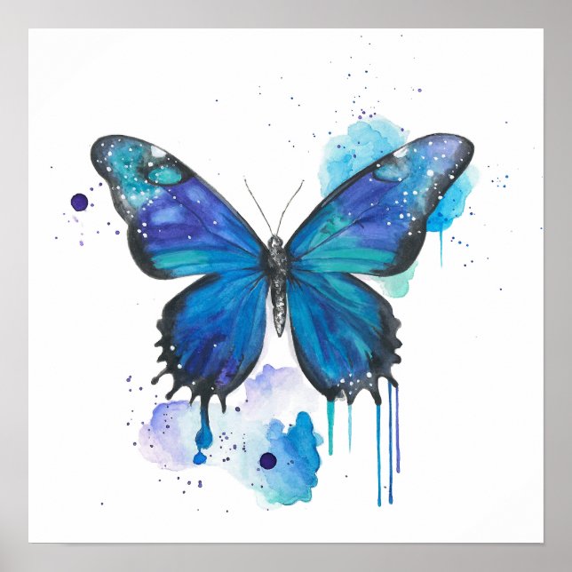 Colourful Butterfly Watercolour Artwork Poster (Framsidan)