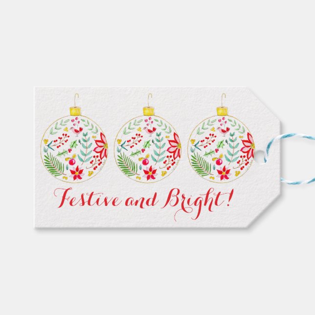 Colourful Christmas Ornament Presentetikett (Framsidan (Horisontell))