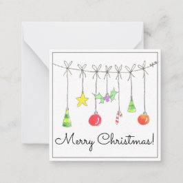 Colourful Christmas Ornaments Anteckningskort