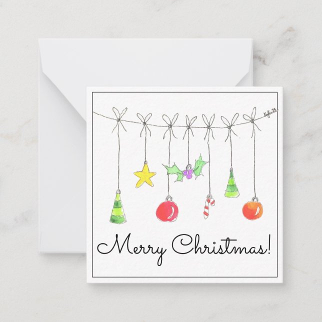 Colourful Christmas Ornaments Anteckningskort (Framsida)