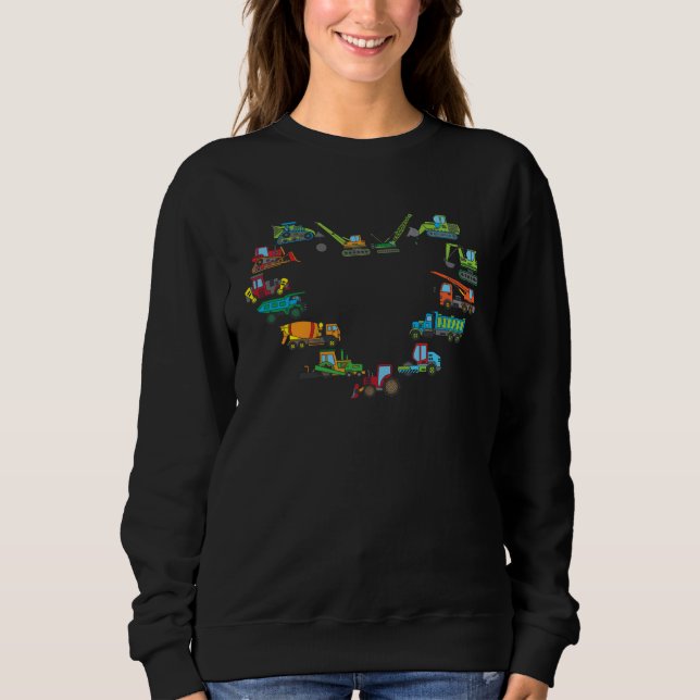 Colourful Construction Vehicles Heart Children  Id T Shirt (Framsida)