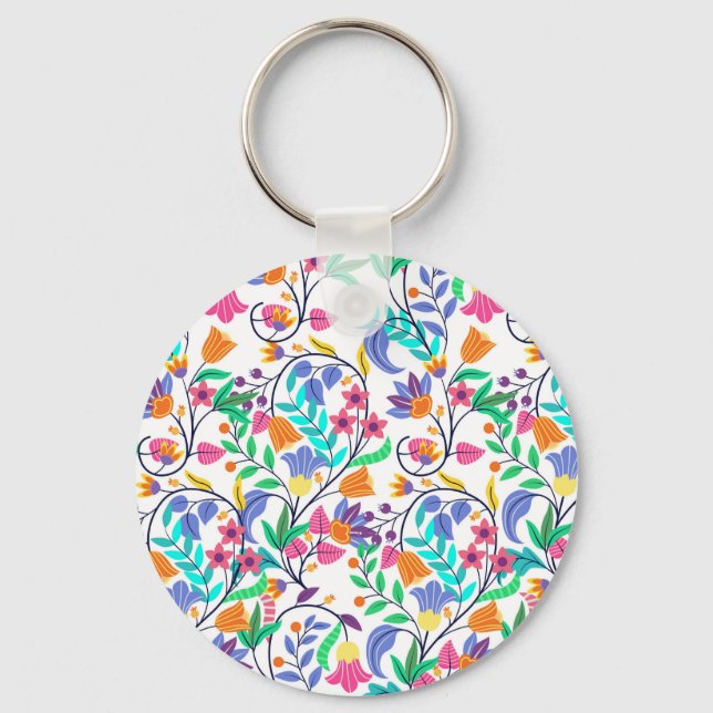 Colourful Exotic Floral Pattern-23147 Nyckelring (Framsida)