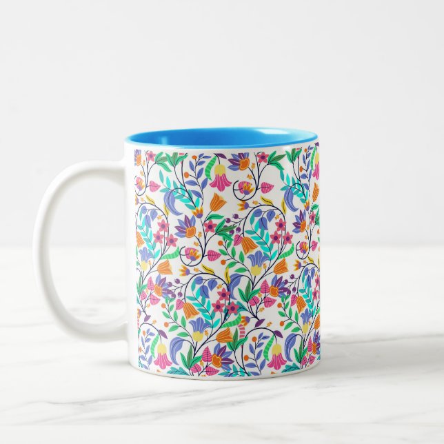 Colourful Exotic Floral Pattern-23147 Två-Tonad Mugg (Vänster)