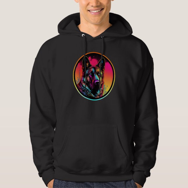 Colourful German Shepherd Dog Dad Mom Graffity Hoodie (Framsida)