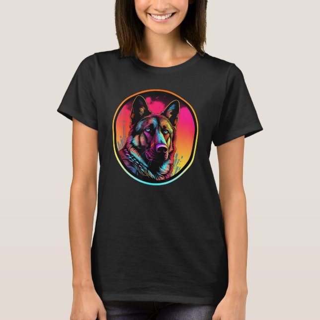 Colourful German Shepherd Dog Dad Mom Graffity T Shirt (Framsida)