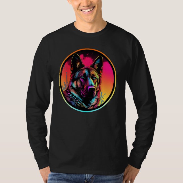 Colourful German Shepherd Dog Dad Mom Graffity T Shirt (Framsida)