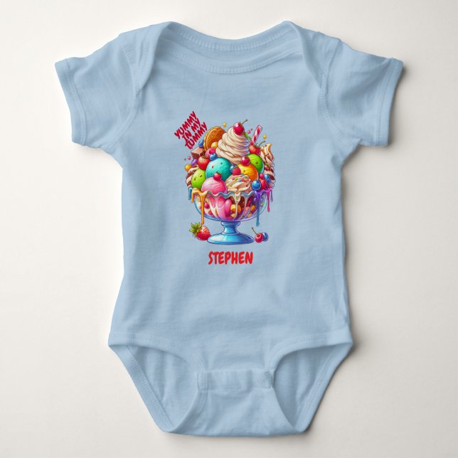 Colourful Ice Cream Sundae – Cute Dessert Illustra T Shirt (Framsida)