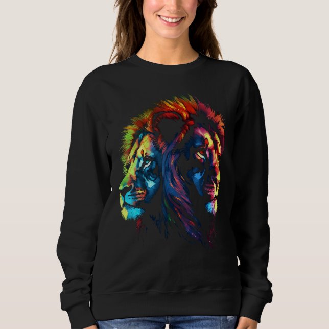 Colourful Lion  Ying and Yang  Zoo Animal Lion T Shirt (Framsida)