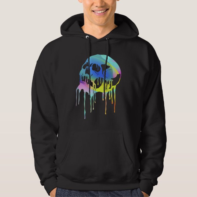 Colourful melting skull for Halloween or Day of th Hoodie (Framsida)