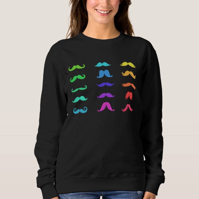 Colourful Mustache s for Girls Women Moustache T Shirt (Framsida)