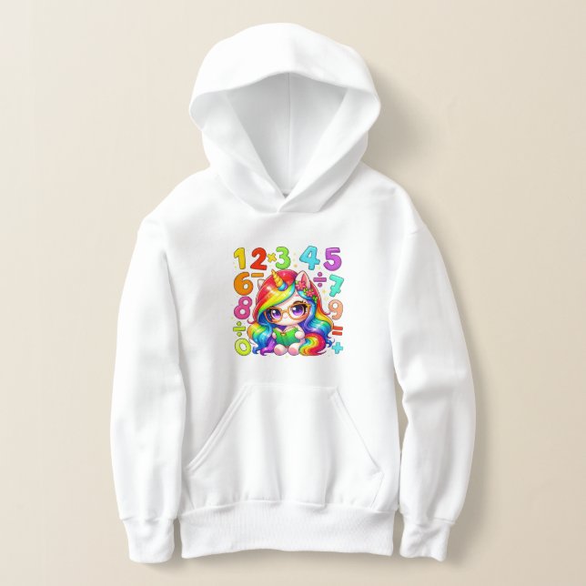 Colourful Numbers Maths Hoodie for Kids and School T Shirt (Laydown)