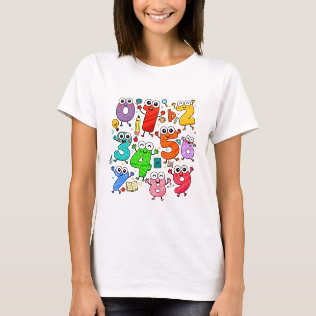 Colourful Numbers Maths T Shirt for Kids and Schoo (Framsida)