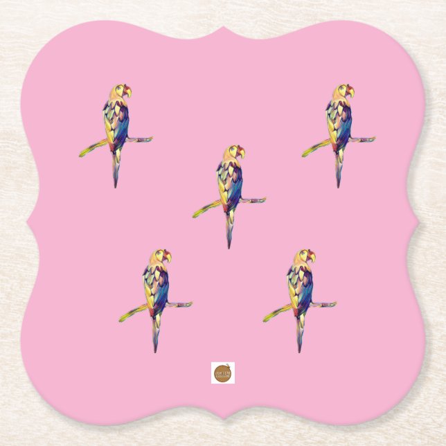 Colourful Parrot Coaster Underlägg Papper (Framsida)