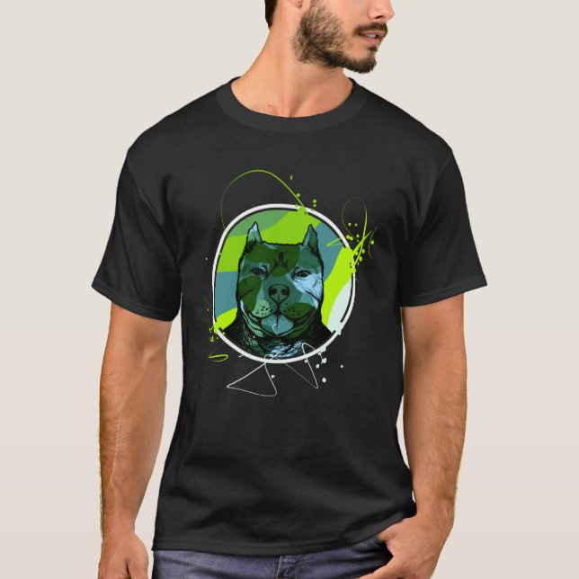 Colourful Pitbull Terrier Dog Love Dad Mum Boy Gir T Shirt (Framsida)
