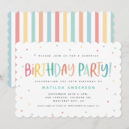 Colourful rainbow surprise birthday polka dots