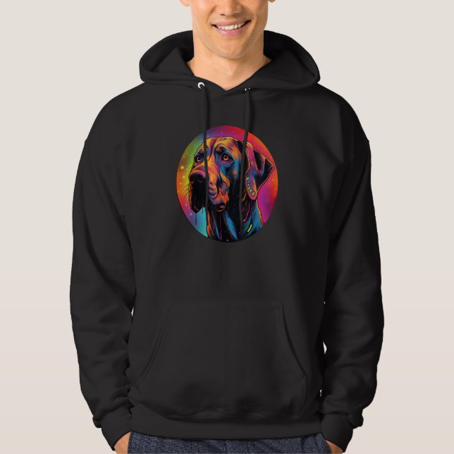 Colourful Rhodesian Ridgeback Dog Dad Mom Graffity Hoodie (Framsida)