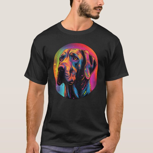 Colourful Rhodesian Ridgeback Dog Dad Mom Graffity T Shirt (Framsida)