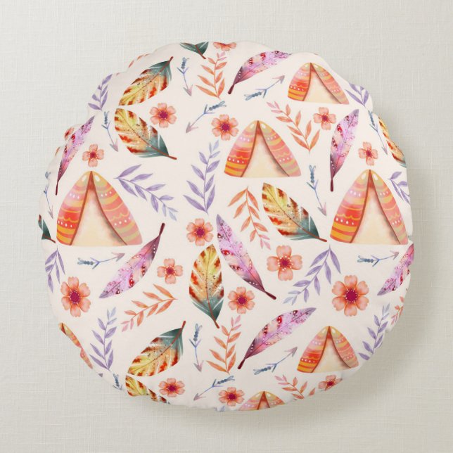 Colourful Ring  Pillow Design  Rund Kudde (Framsidan)