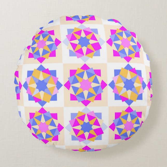 Colourful Round Pillow design  Rund Kudde (Framsidan)