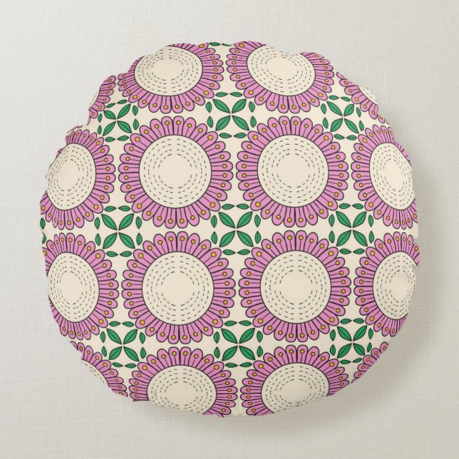 Colourful Round Pillow design  Rund Kudde (Framsidan)