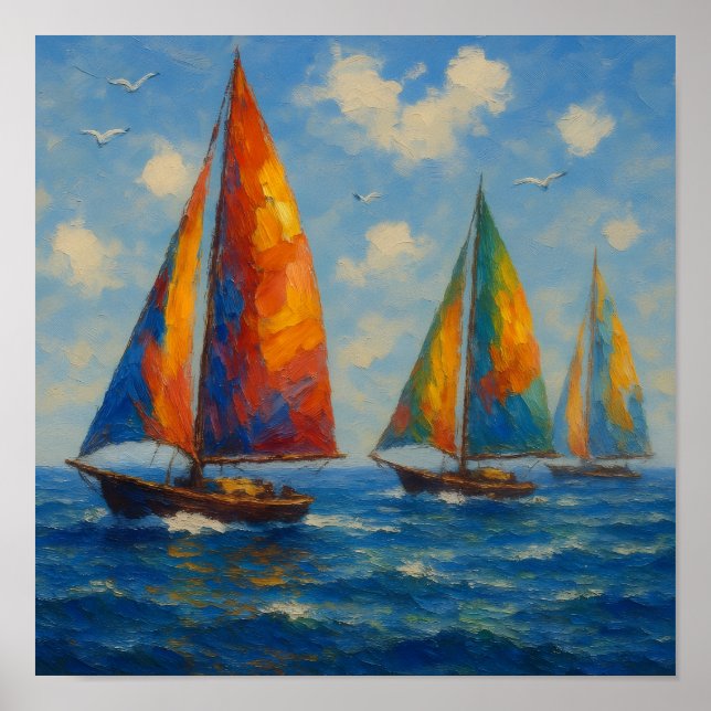 Colourful Sailing yachts Poster (Framsidan)