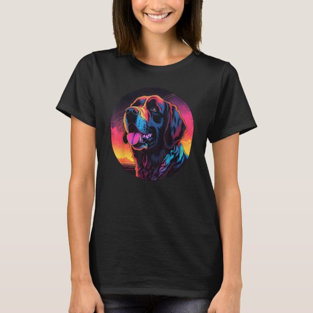 Colourful Saint Bernard Dog Dad Mom Graffity T Shirt (Framsida)
