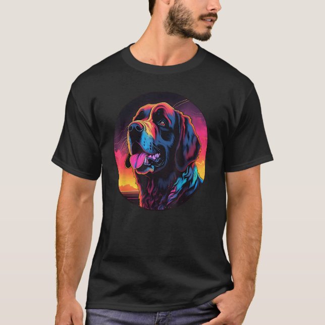 Colourful Saint Bernard Dog Dad Mom Graffity T Shirt (Framsida)