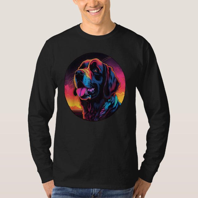 Colourful Saint Bernard Dog Dad Mom Graffity T Shirt (Framsida)