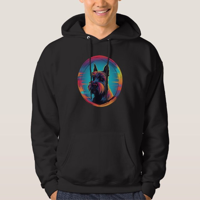 Colourful Scottish Terrier Dog Dad Mom Graffity Hoodie (Framsida)