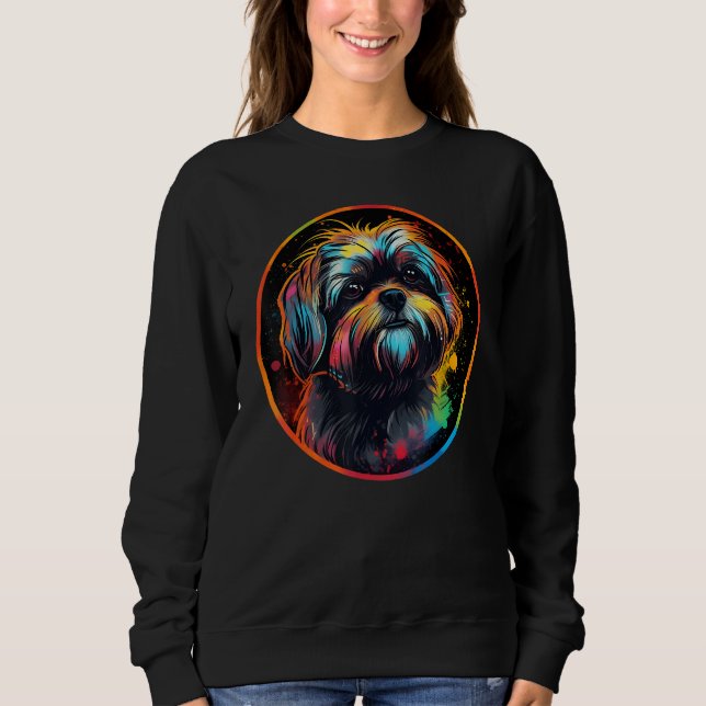 Colourful Shih Tzu Dog Dad Mom Graffity T Shirt (Framsida)