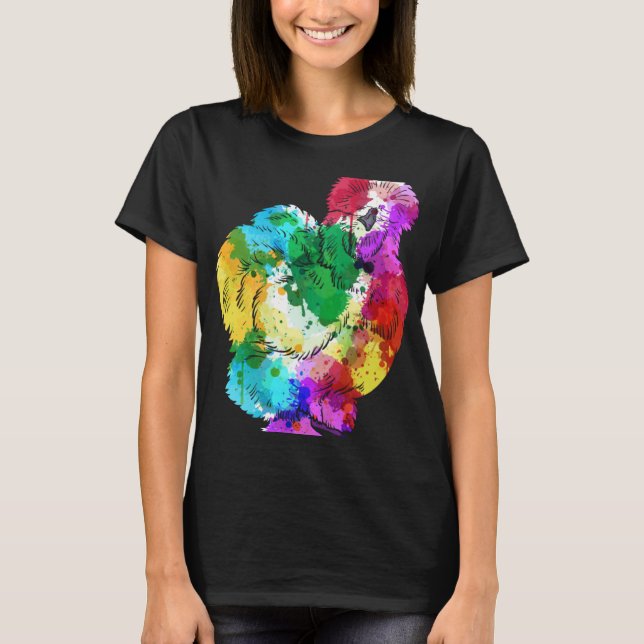 Colourful Silk Chicken Fan Animal T Shirt (Framsida)