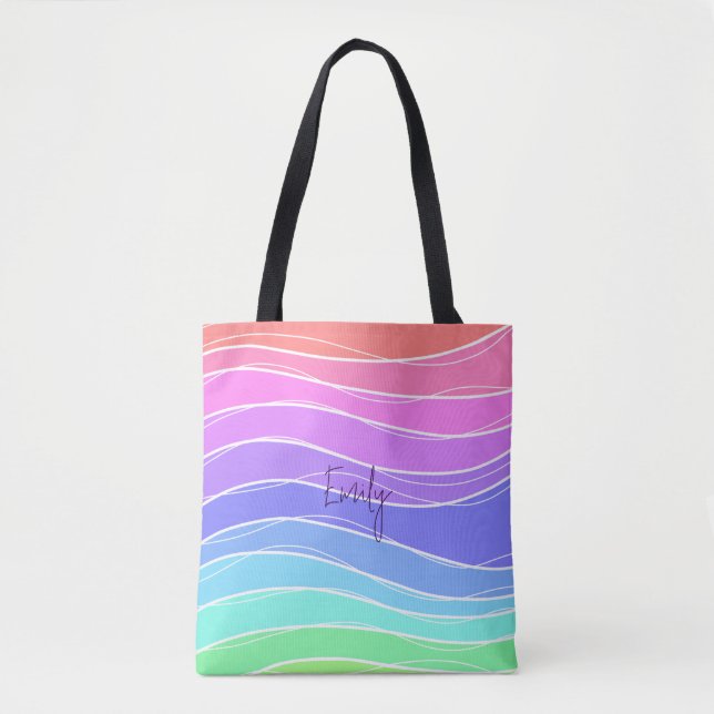 Colourful Stripes Gradient Tote Bag Tygkasse (Framsida)