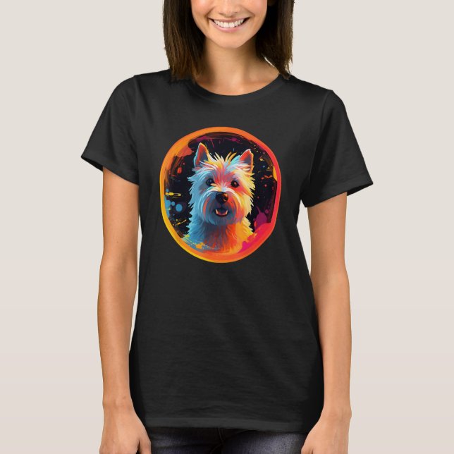 Colourful West Highland White Terrier Dog Dad Mom  T Shirt (Framsida)