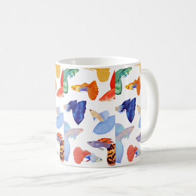 Colourful Whimsical Fish – Cute Aesthetic Mug Gift Kaffemugg (Framsida höger)