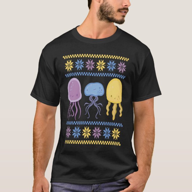 Colourful Xmas outfit with three different jellyfi T Shirt (Framsida)