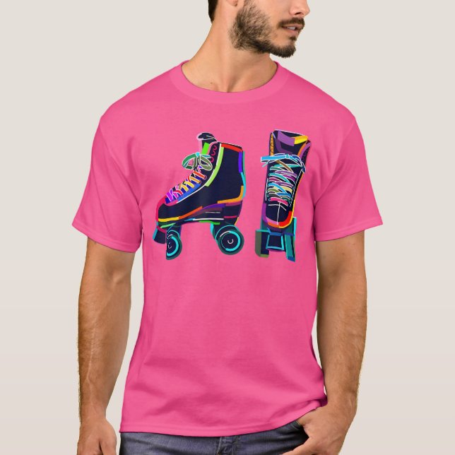 Colourfull Roller Skate Rollerskate Skating T Shirt (Framsida)