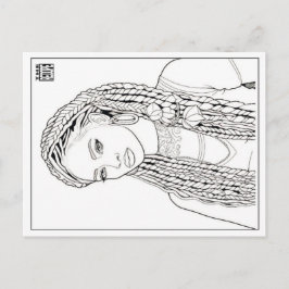 Colouring Post Card | Girl With Da Braidz Helg Vykort