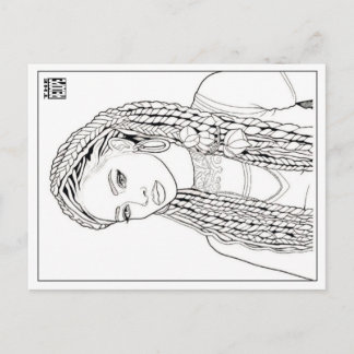Colouring Post Card | Girl With Da Braidz Helg Vykort