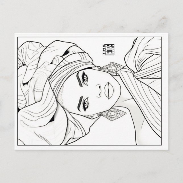 Colouring Post Card | Queen Diaspora Helg Vykort (Framsida)