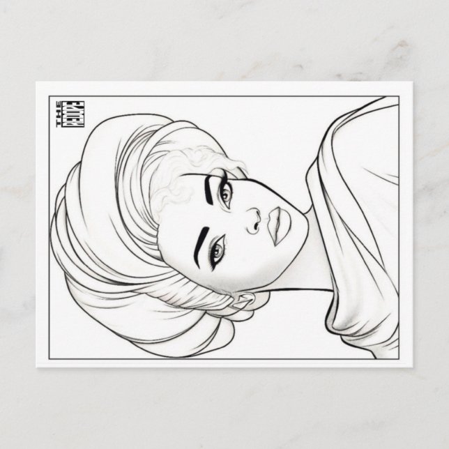 Colouring Post Card | Woman of Cloth Helg Vykort (Framsida)